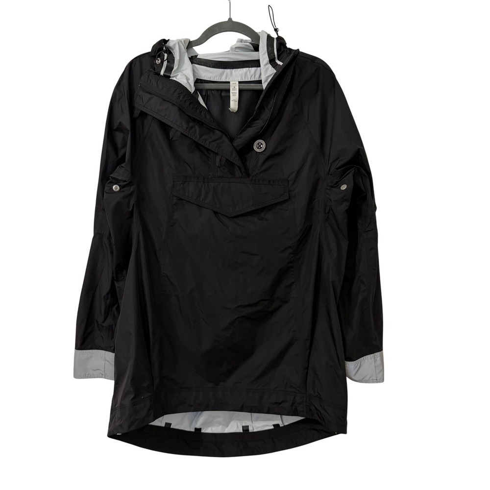 Lululemon Black Packable Anorak Windbreaker Jacket Reflective Trim Women S/M